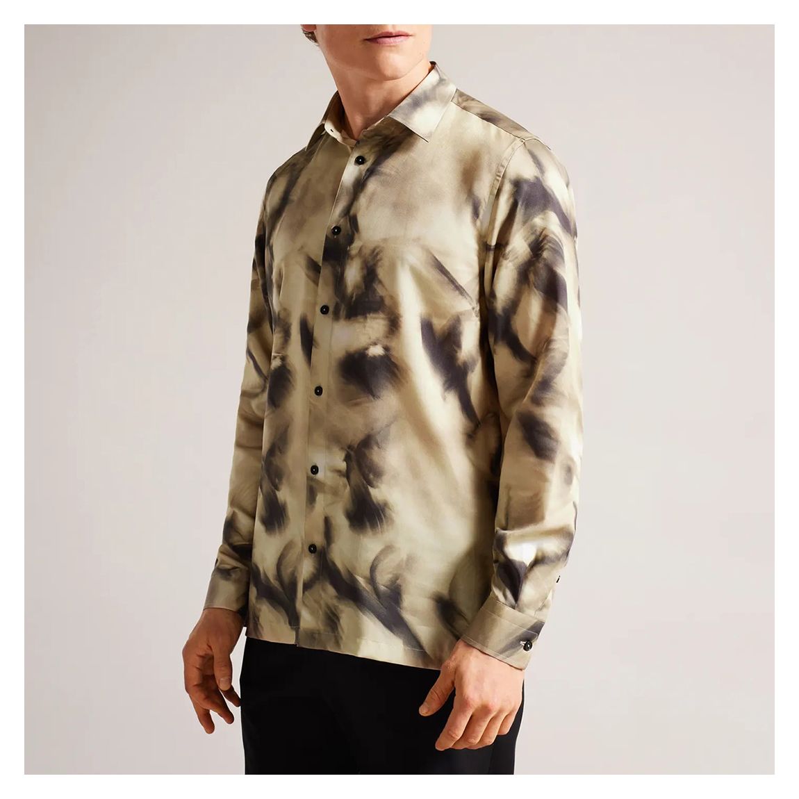 Grey Bird Print Silk Shirt main product photo