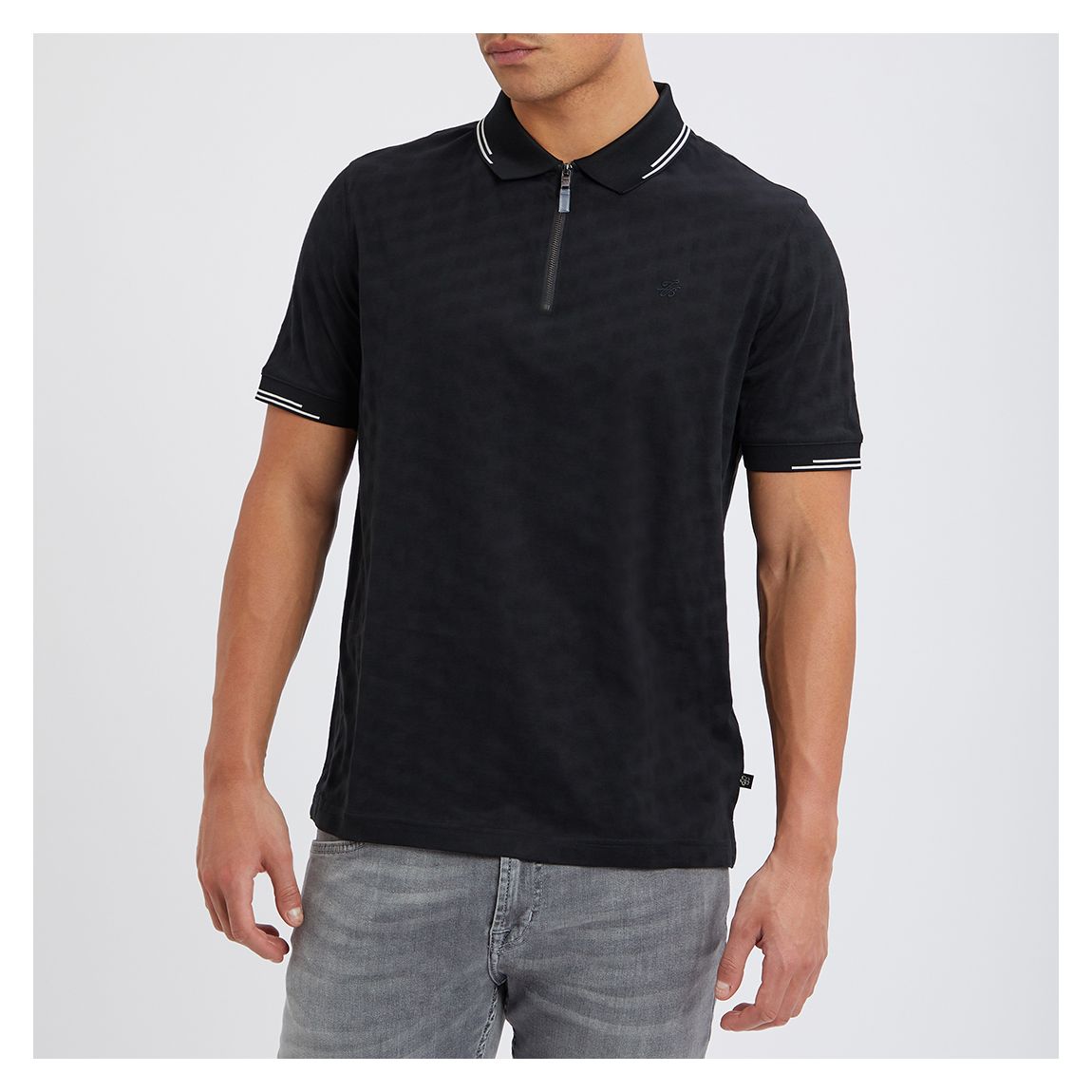 Black Cotton Textured Polo main product photo