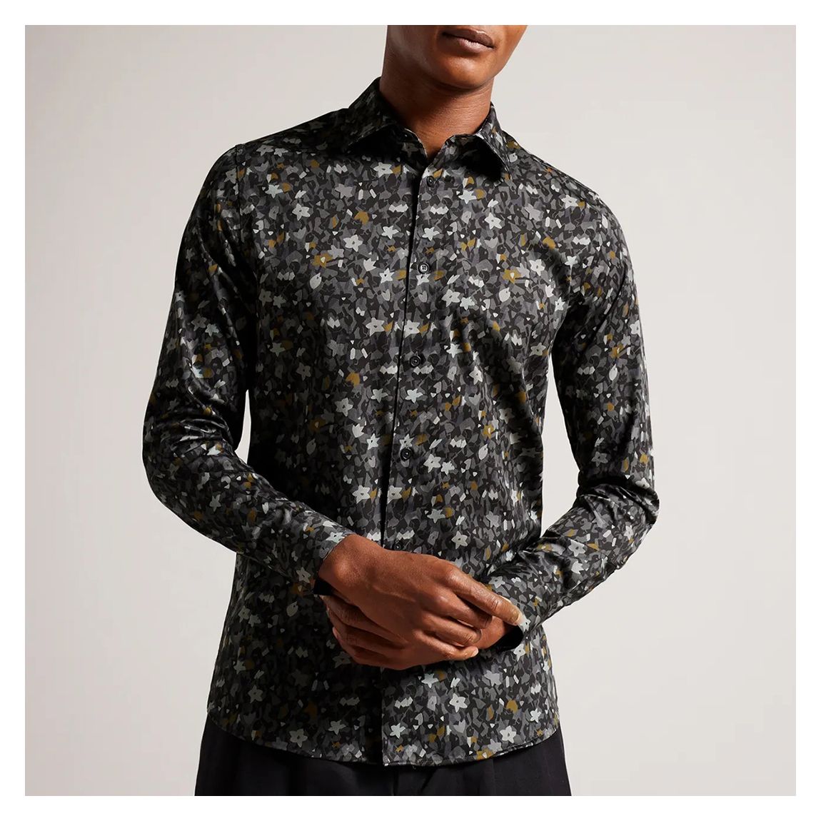 Grey Floral Print Shirt main product photo