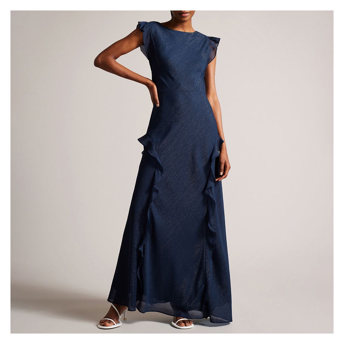 Navy Laurae Bias Cut Maxi Dress main product photo