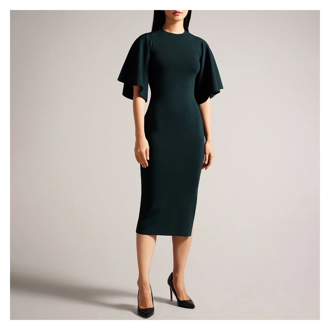 Dark Green Lounia Knitted Bodycon Midi Dress main product photo