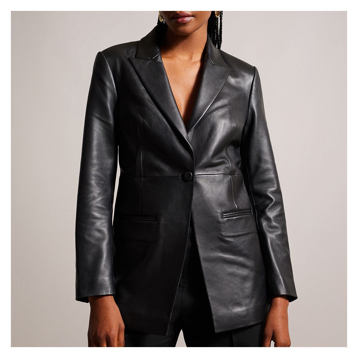 Black Melliie Leather Blazer main product photo