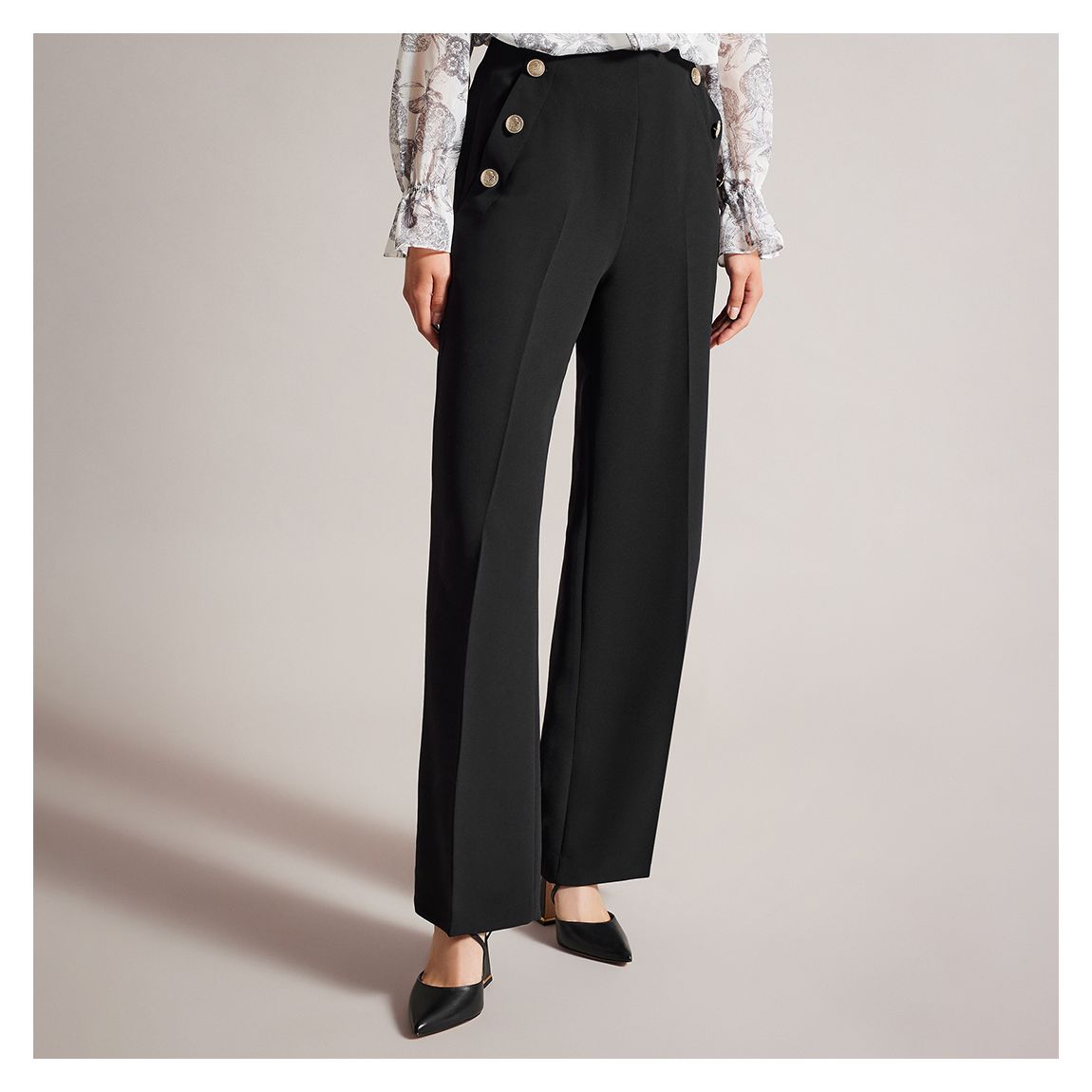 Black Llaylat Twill Trouser main product photo