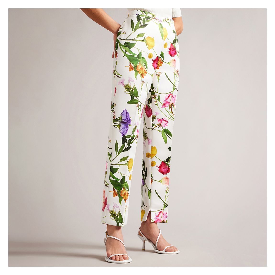 White Ziaaht Printed Trousers main product photo