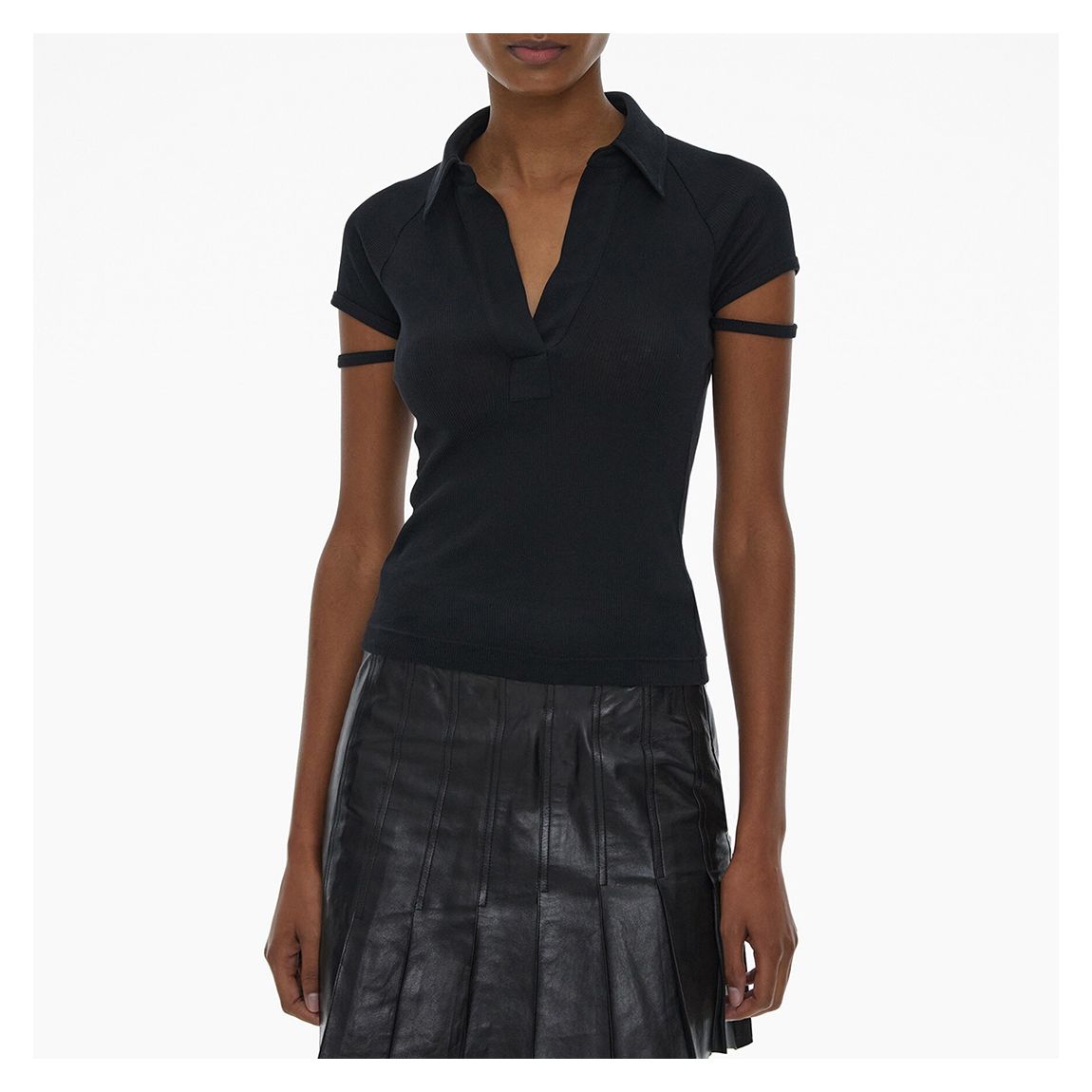 Black Cap Sleeve Polo shirt main product photo