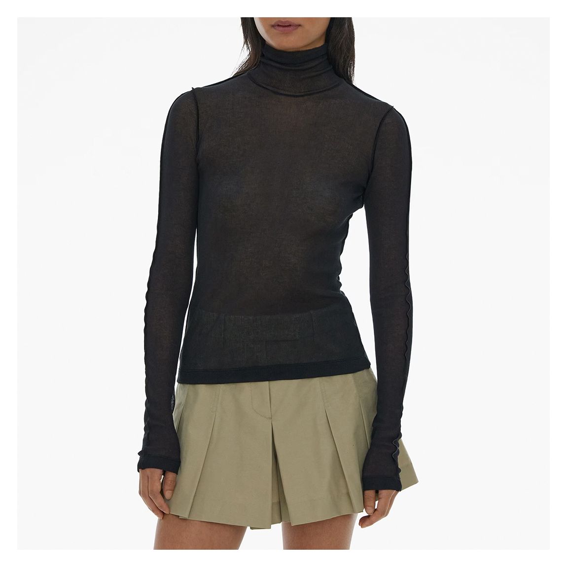 Black High Neck Sheer Top main product photo