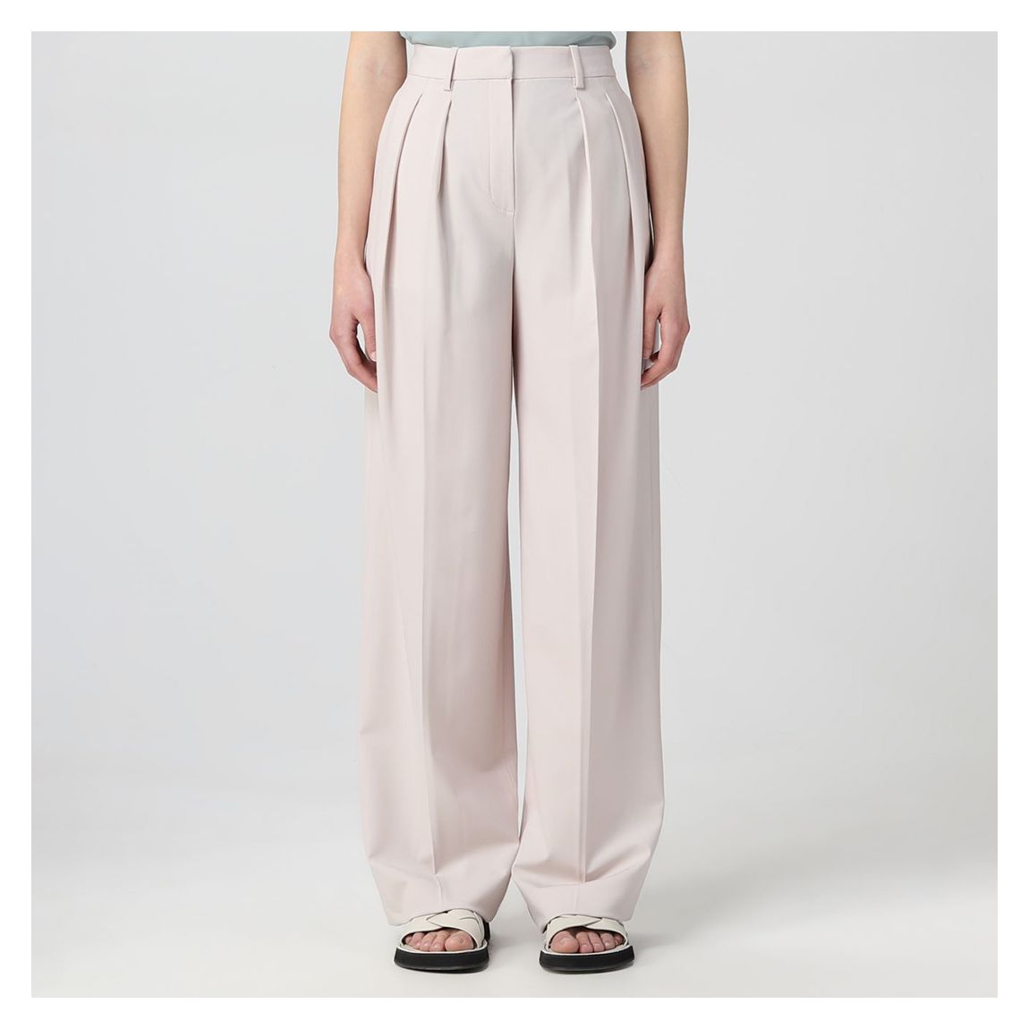 Pink Wide Leg Wool Blend Trousers main product photo