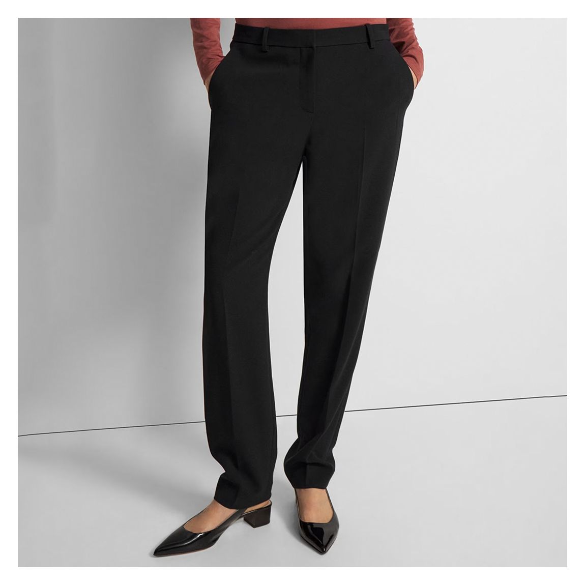 Black Treeca Straight Leg Trousers main product photo