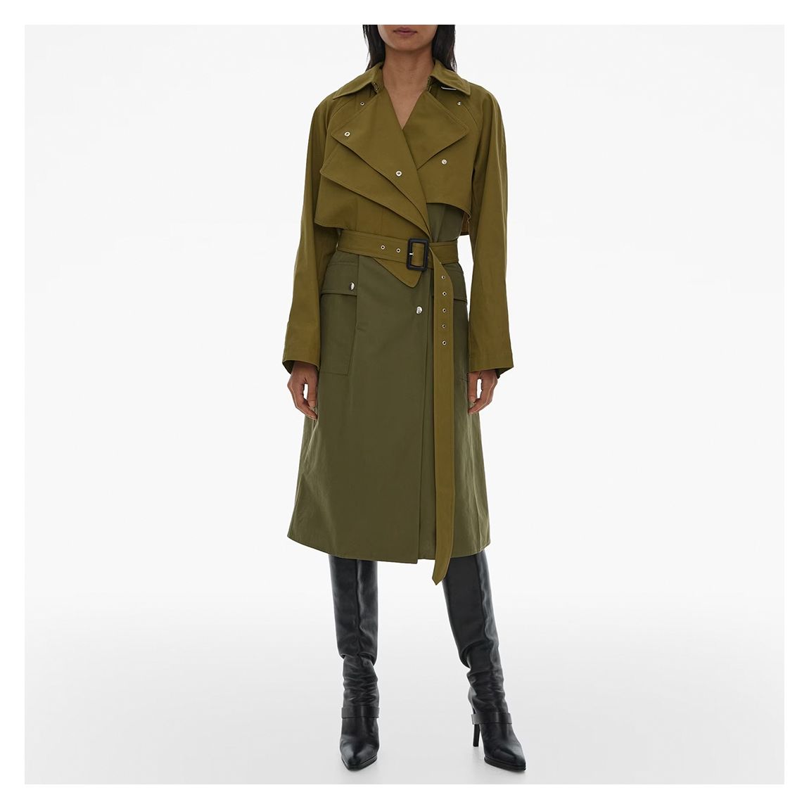 Khaki Hybrid Belted Trench Coat main product photo