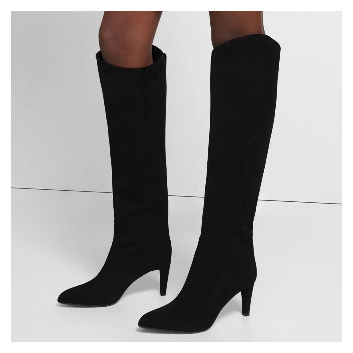 Black Tube Knee High Leather Boots main product photo