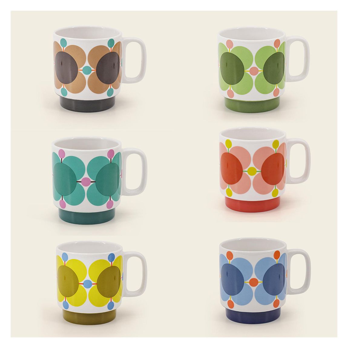 Set of 6 Atomic Flower Stackable Mugs main product photo