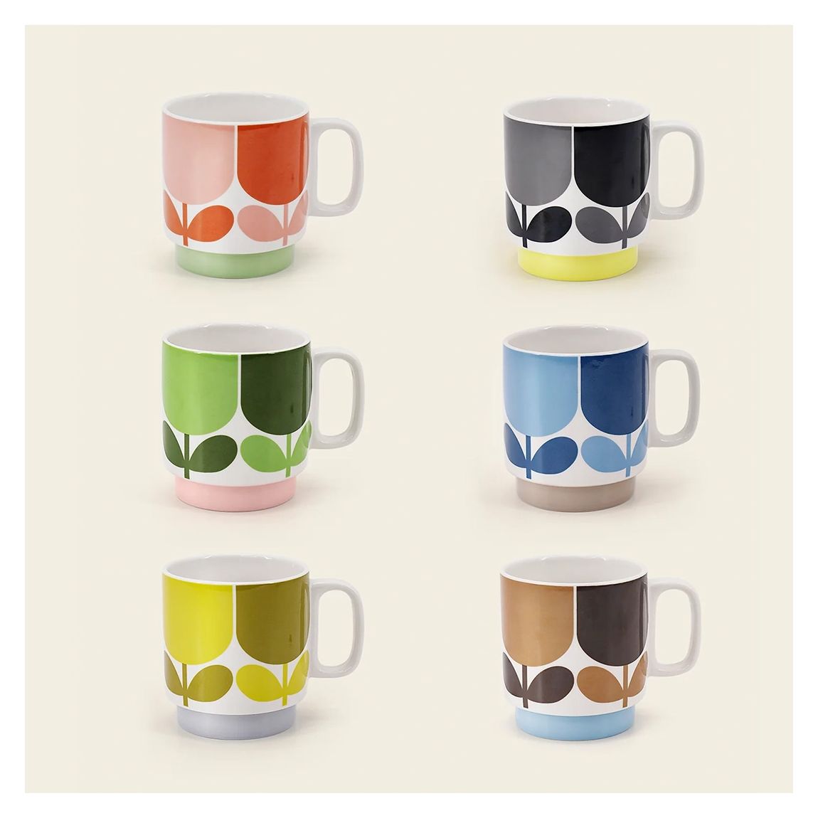 Set of 6 Block Flower Stackable Mugs main product photo