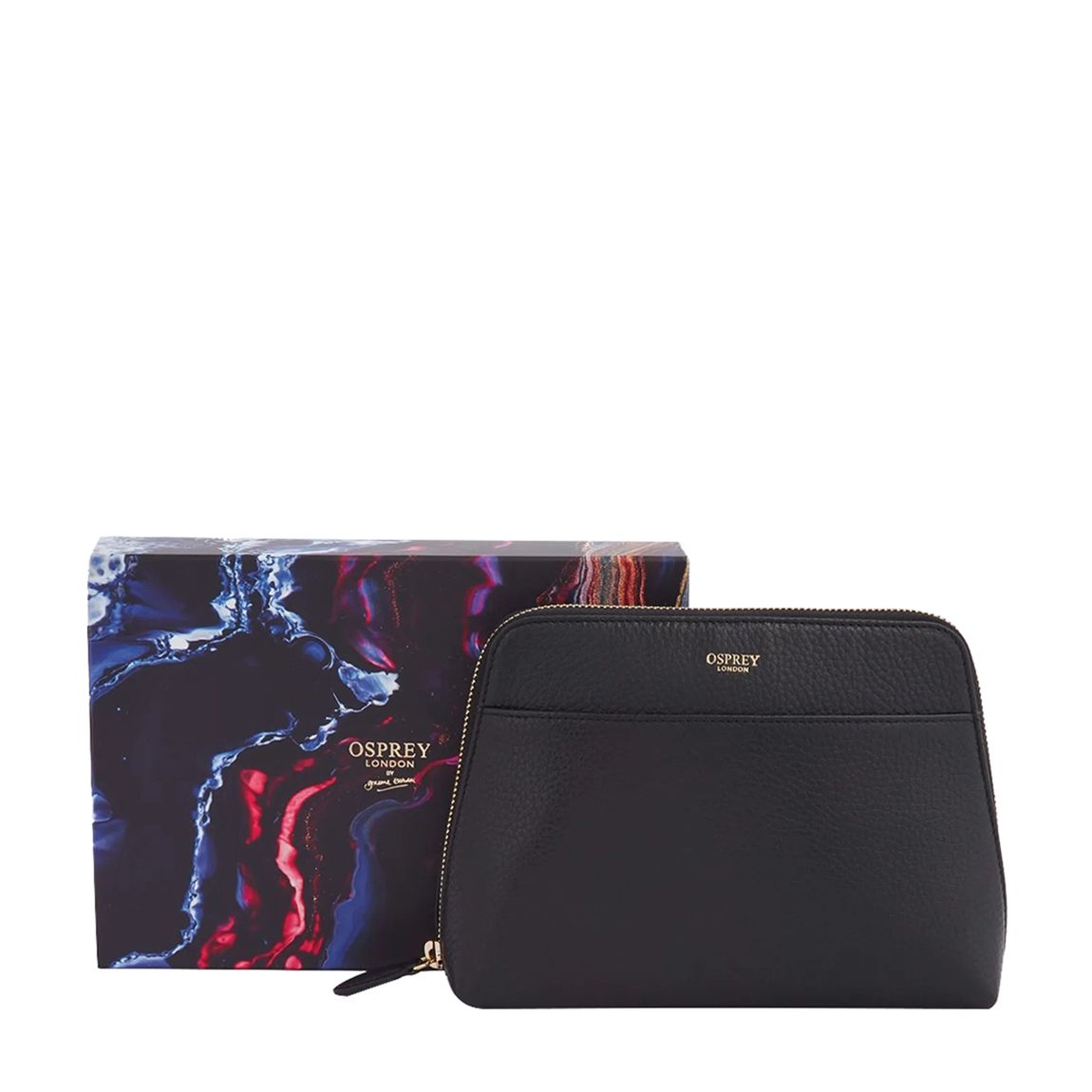 Black Luna Medium Grainy Hide Make Up Bag main product photo