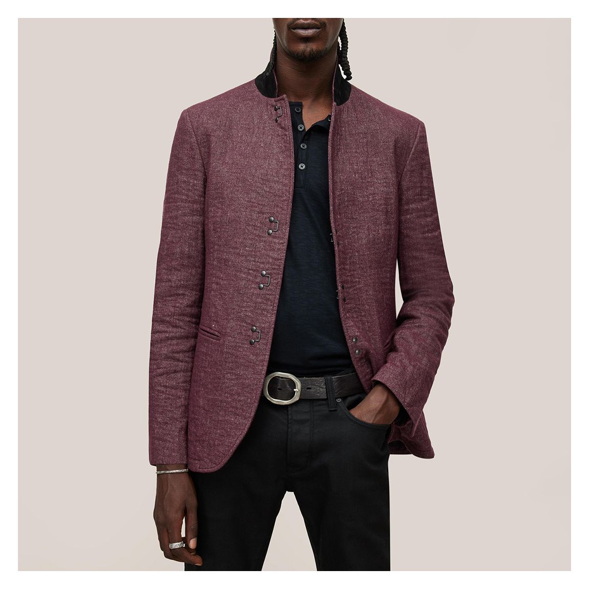 Burgundy Slim Fit Notch Lapel Wool Blend Jacket main product photo