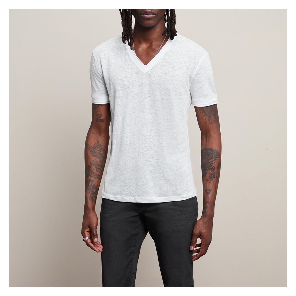 White V-Neck Cotton T-Shirt main product photo