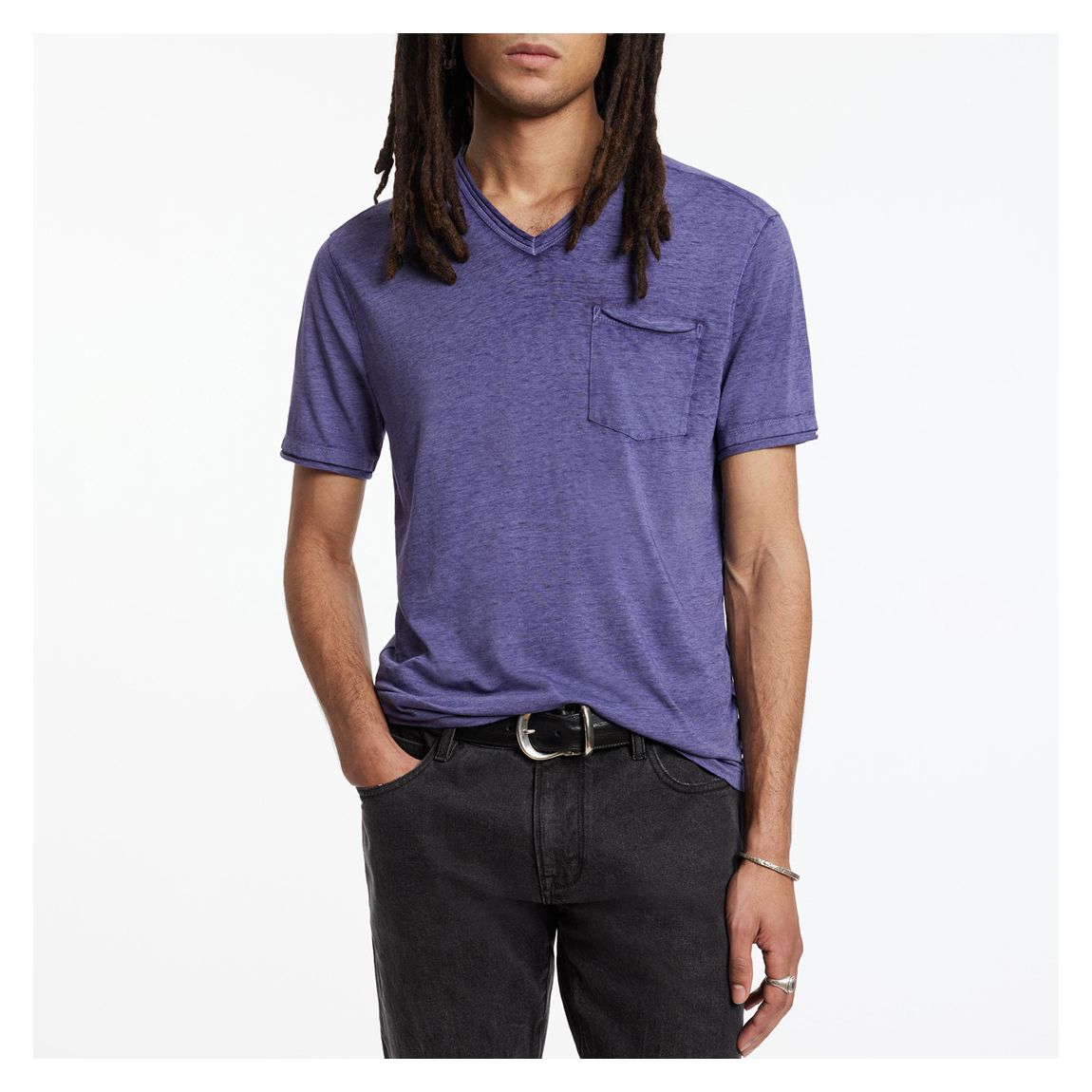 Blue Davis Burnout V Neck Cotton Top main product photo