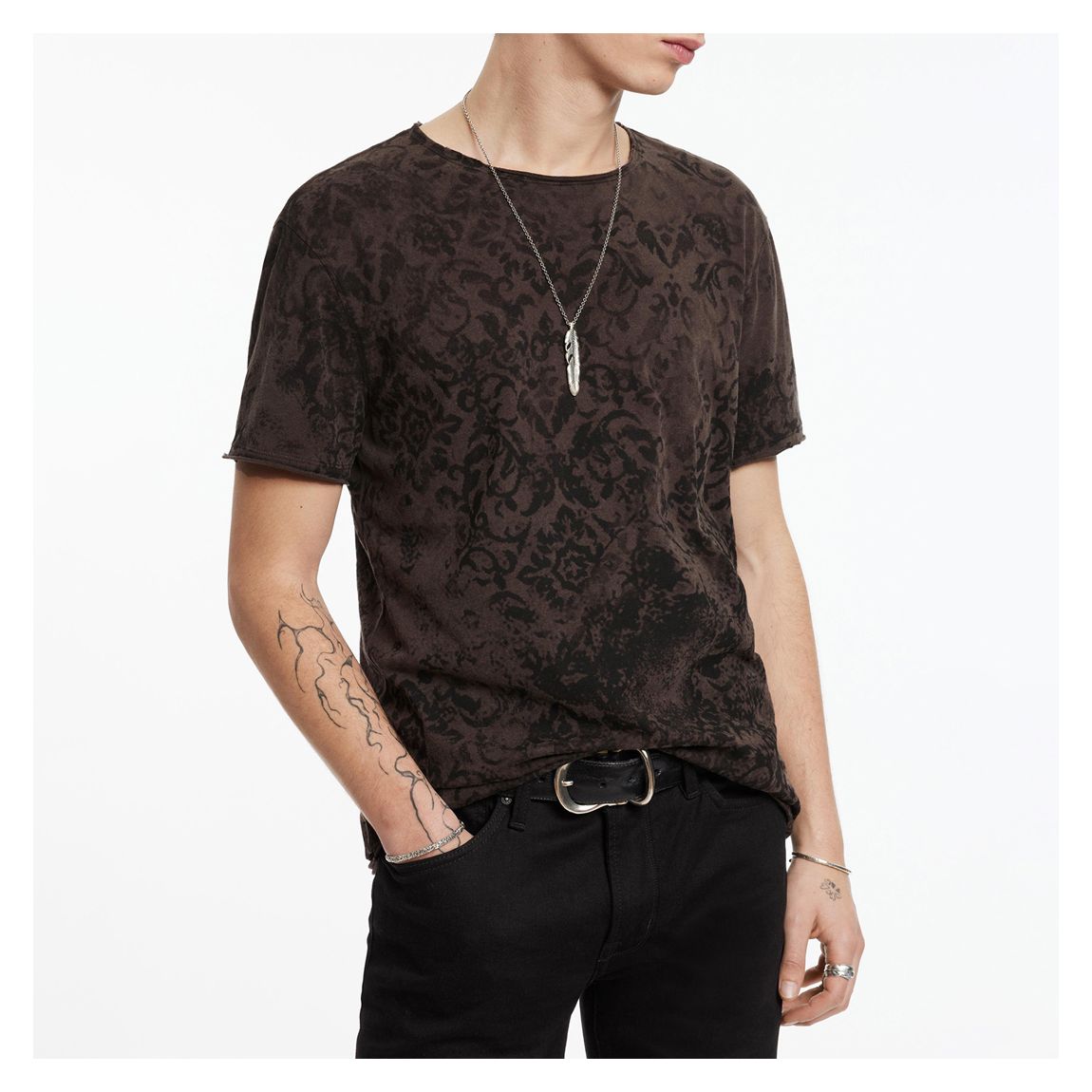 Brown Vintage Raw Edge T-Shirt main product photo