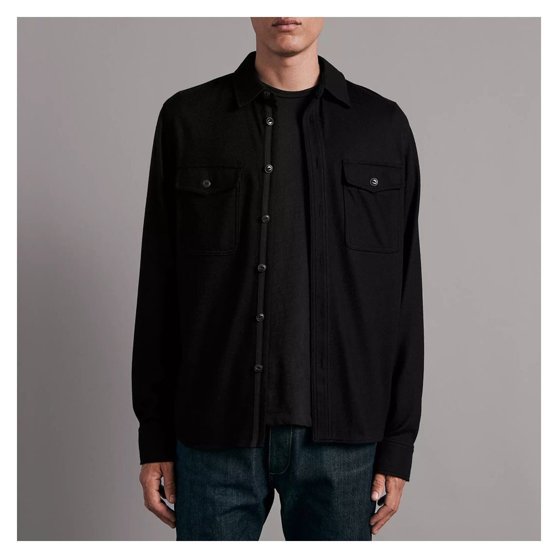 Black Japanese Wool Shirt Jacket main product photo