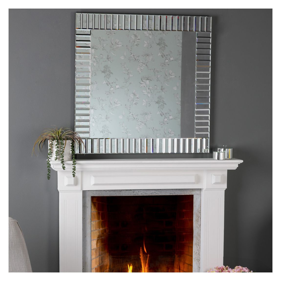 Capri Large Square Mirror, Silver main product photo
