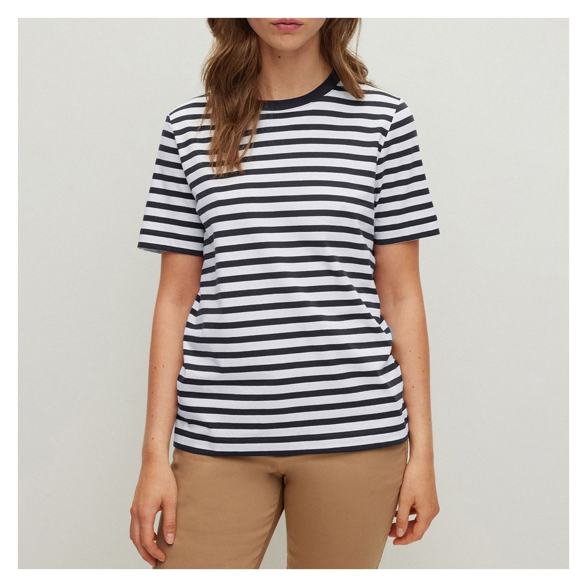 Navy/White Ecosa Stripe Cotton T-Shirt main product photo