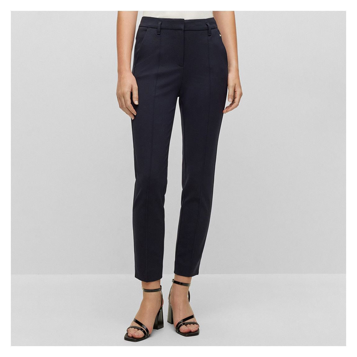 Navy Terasy Stretch Straight Trousers main product photo
