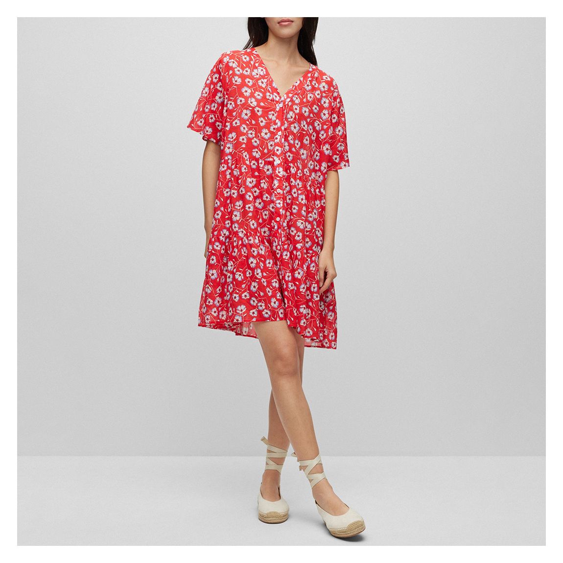 Red Dango Printed Cotton Mini Dress main product photo