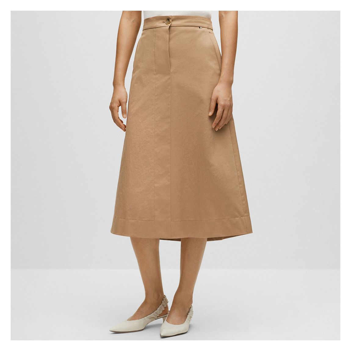 Camel Varanja Cotton Blend Midi Skirt main product photo