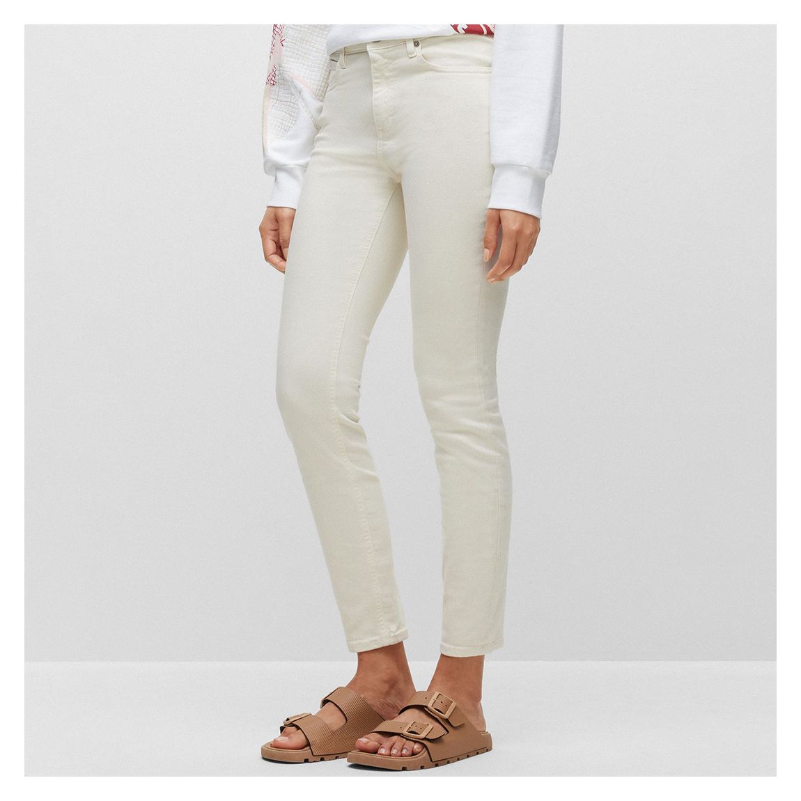 White Jackie Slim Jeans main product photo