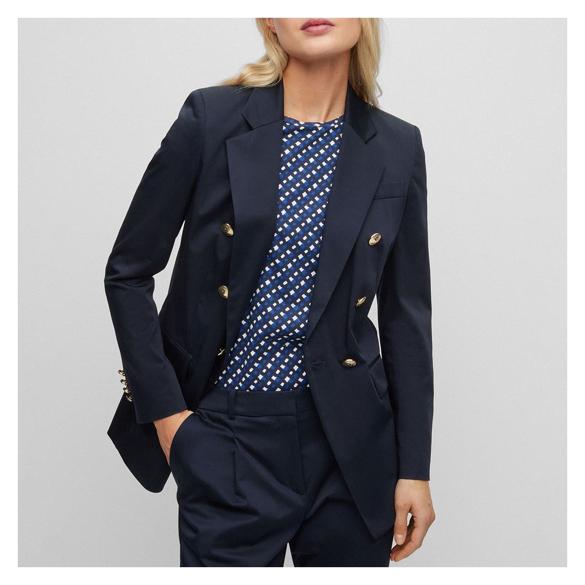 Navy Jatera Cotton Blend Blazer main product photo