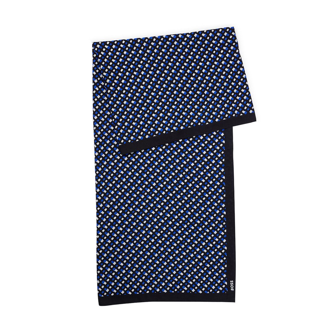 Black/Blue Logonia Printed Cotton Blend Scarf main product photo