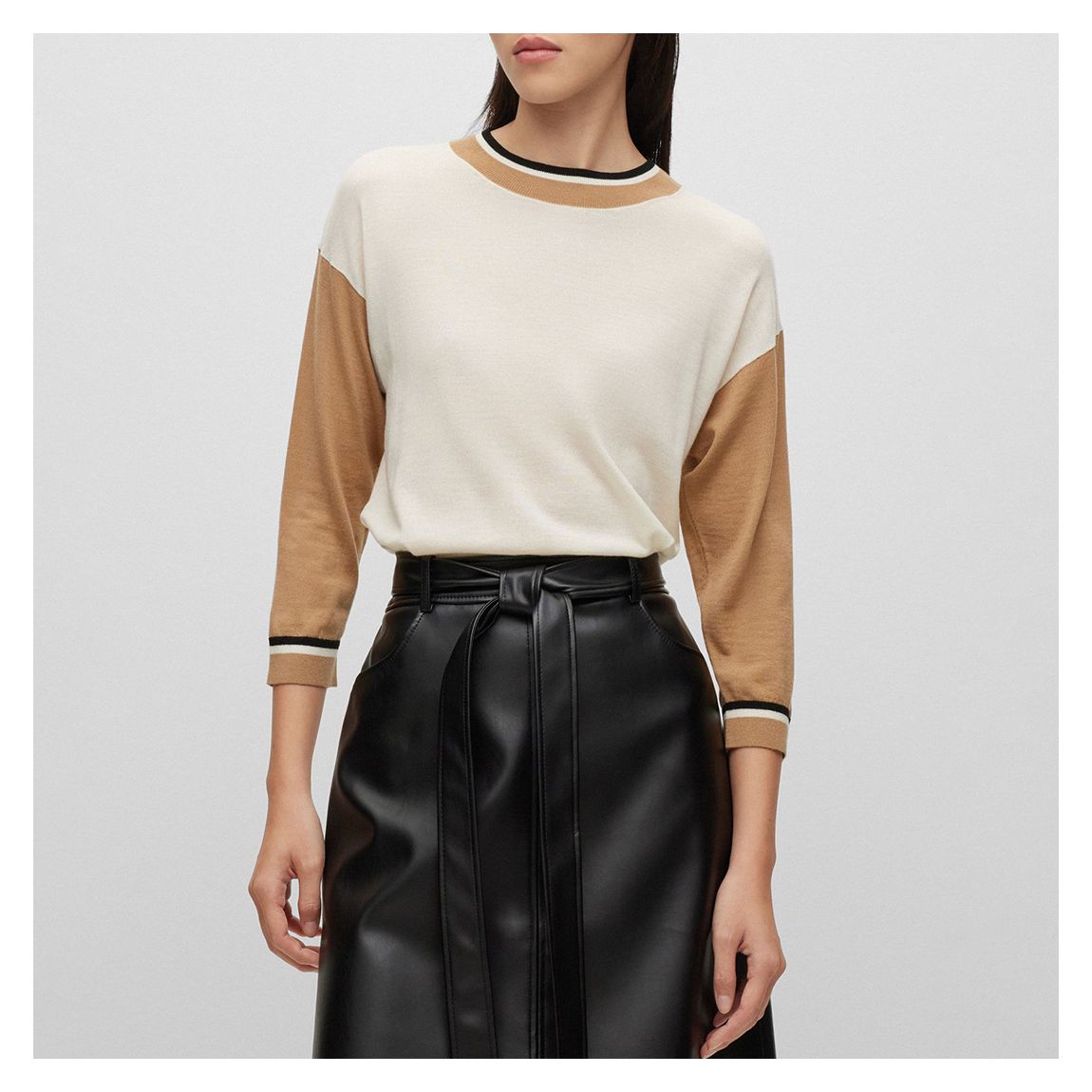 White/Camel Faragona Wool Jumper main product photo
