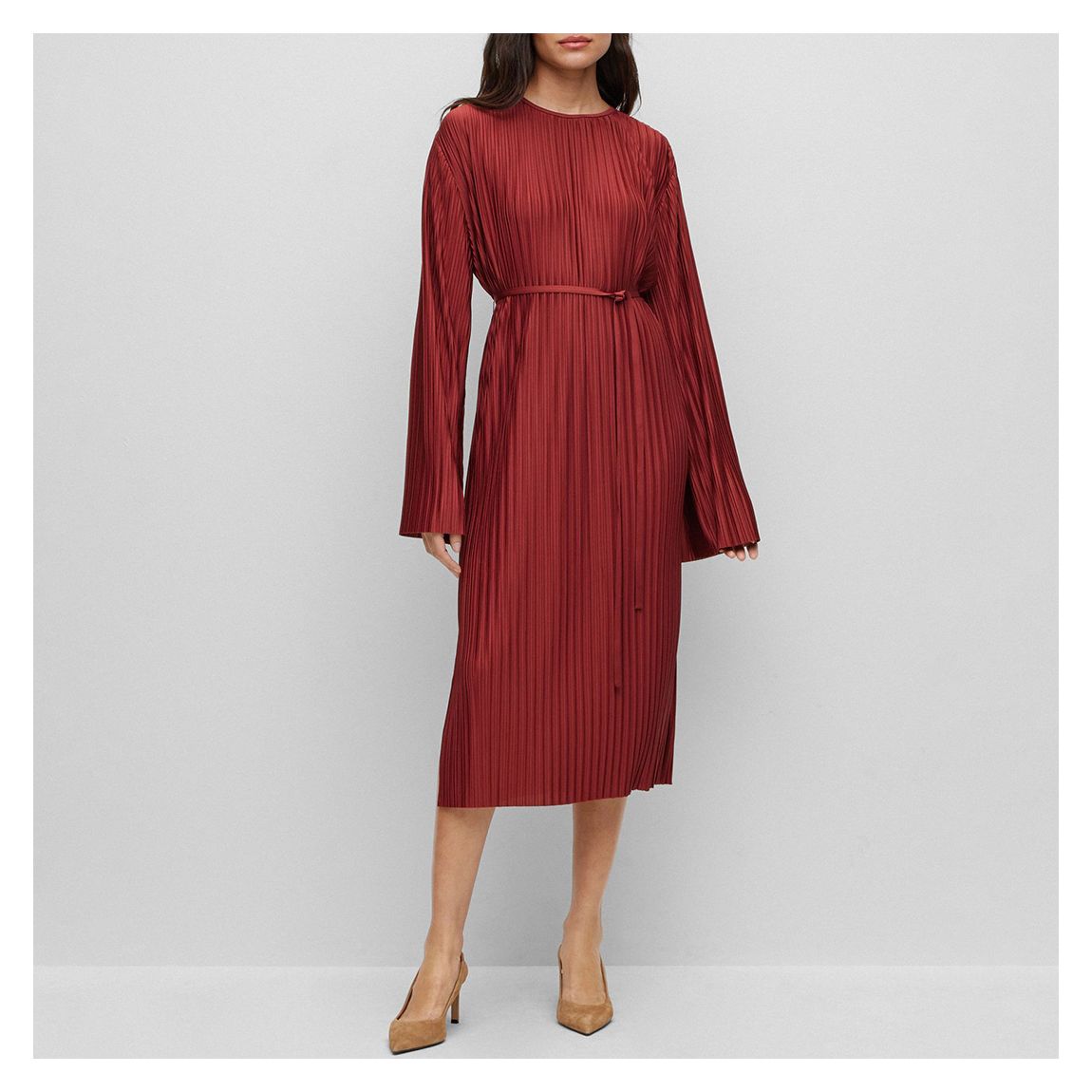 Red Etaura Pleated Midi Dress main product photo