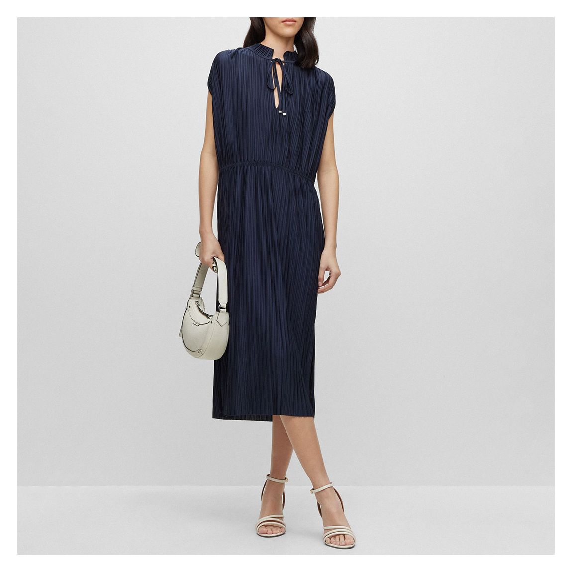 Dark Blue Emals Pleated Midi Dress main product photo