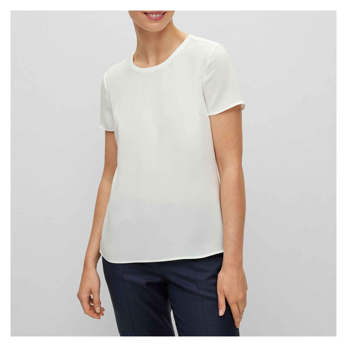 White Ilyna Crew Blouse main product photo