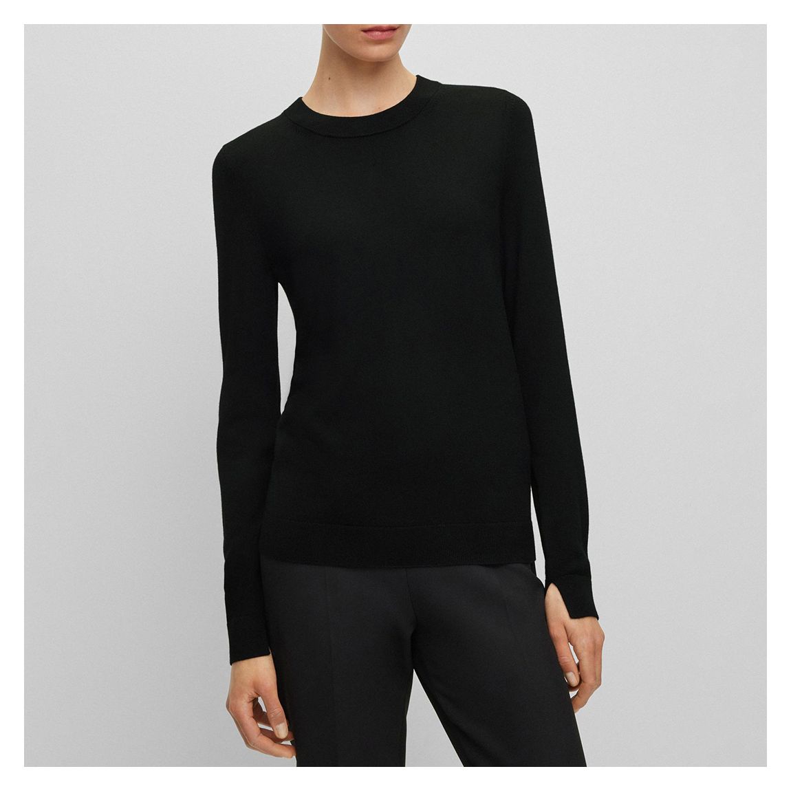 Black Feganas Wool Crew Neck Top main product photo