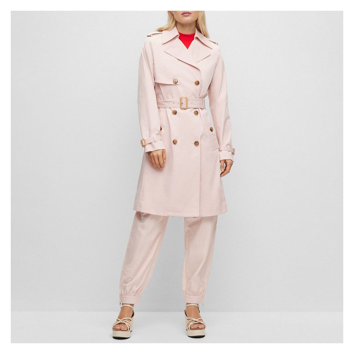 Pink Conry Double Breasted Trench Coat main product photo