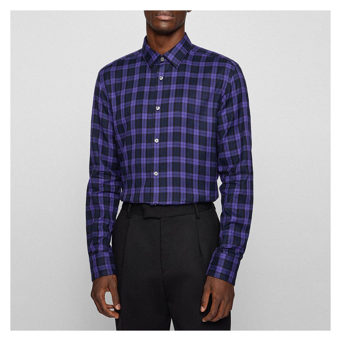 Navy Reid Check Cotton Shirt main product photo