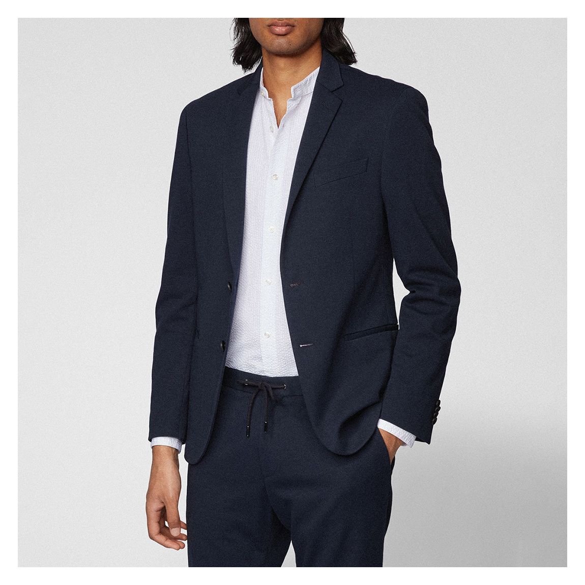 Dark Blue Norwin Cotton Blend Jacket main product photo
