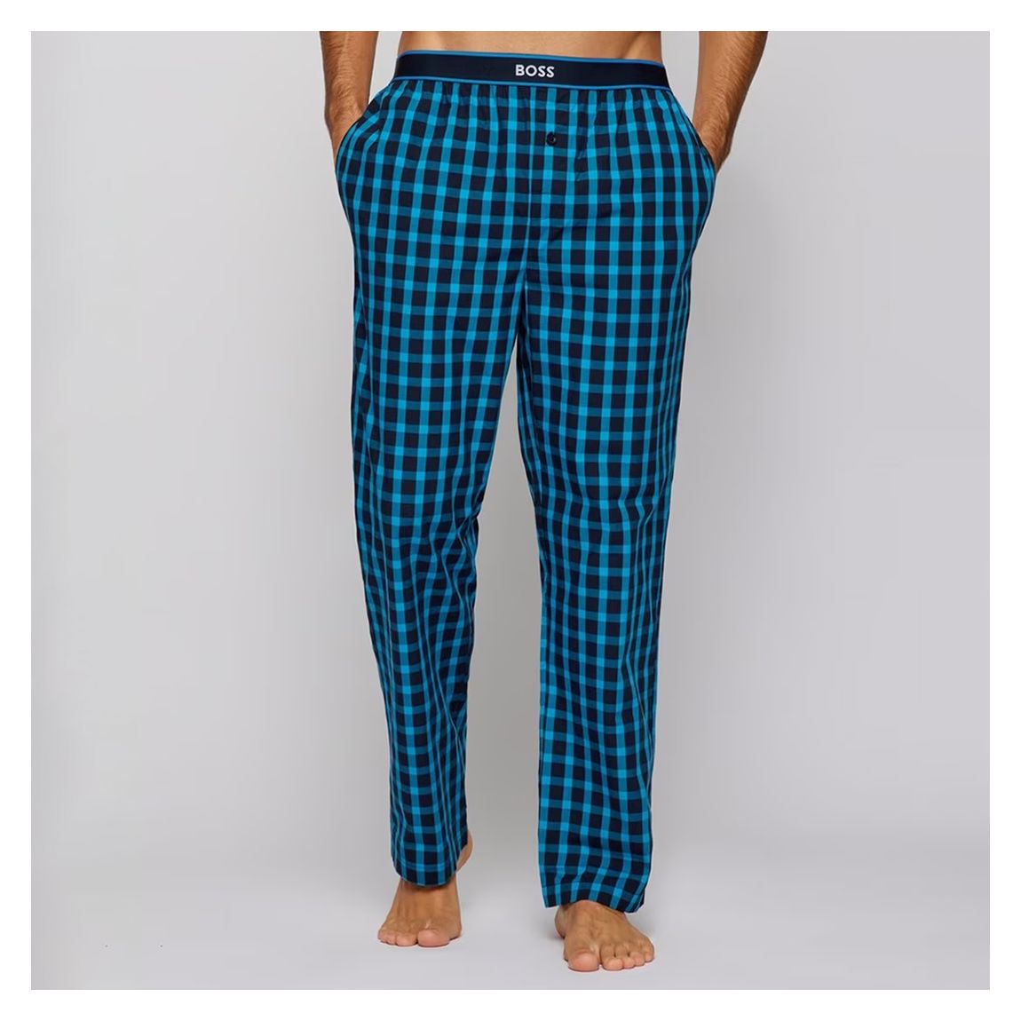 Blue Urban Check Cotton Pyjama Bottoms main product photo