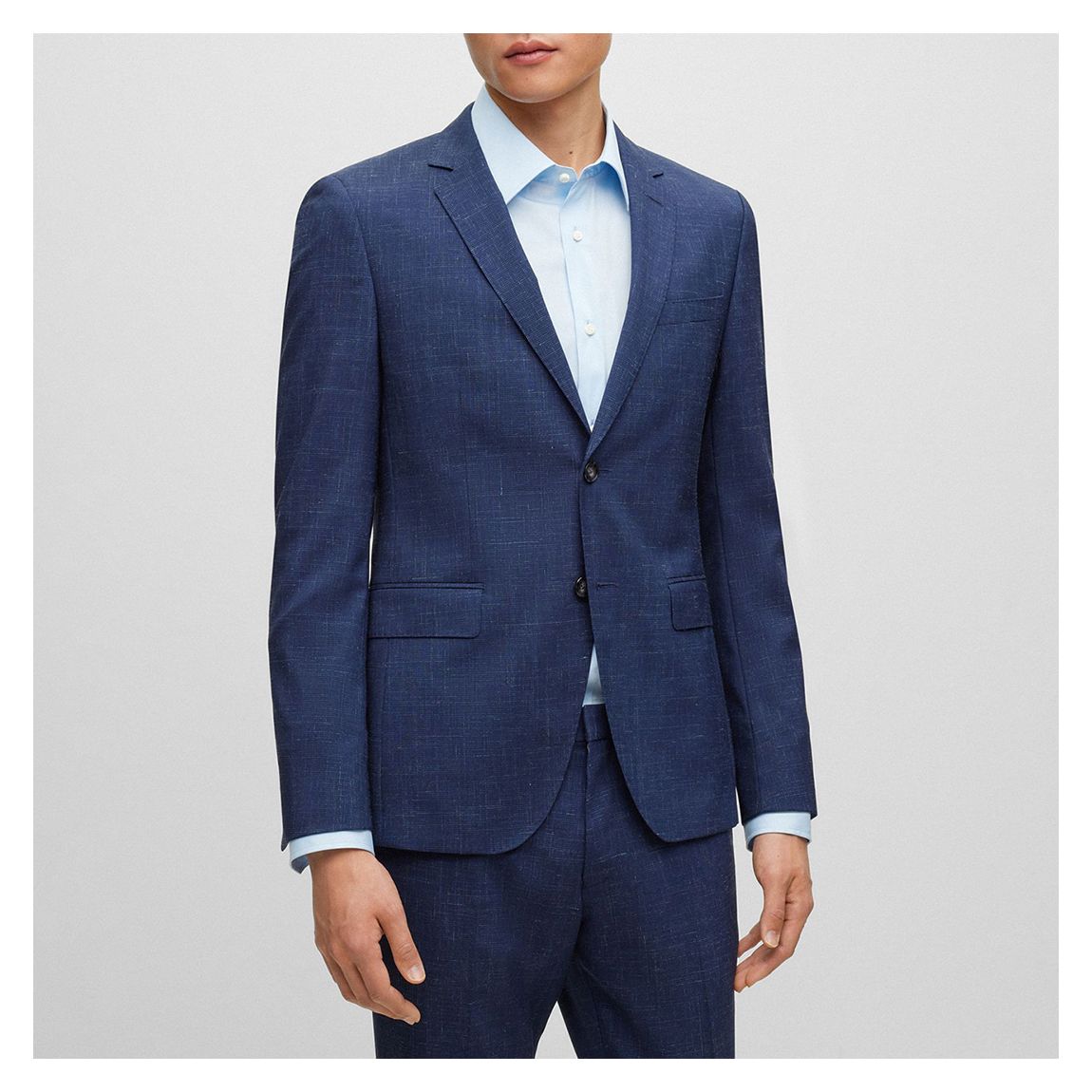 Dark Blue Reymond Textured Linen Blend Blazer main product photo