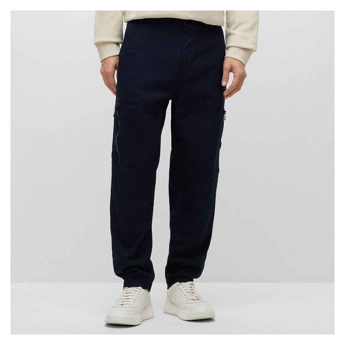 Dark Blue Statum Cotton Blend Cargos main product photo