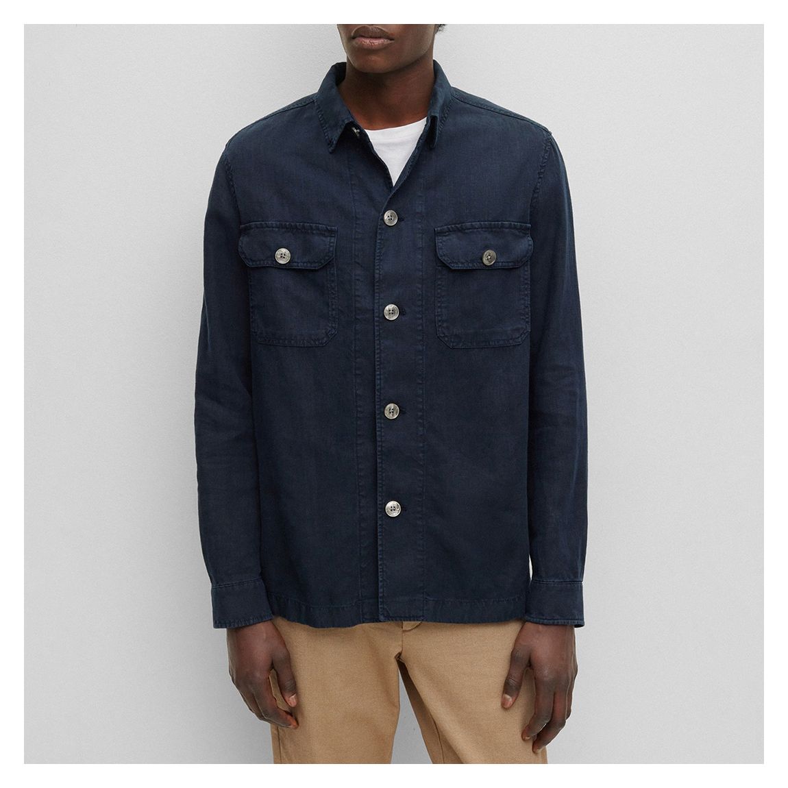 Dark Blue Carper Linen Jacket main product photo