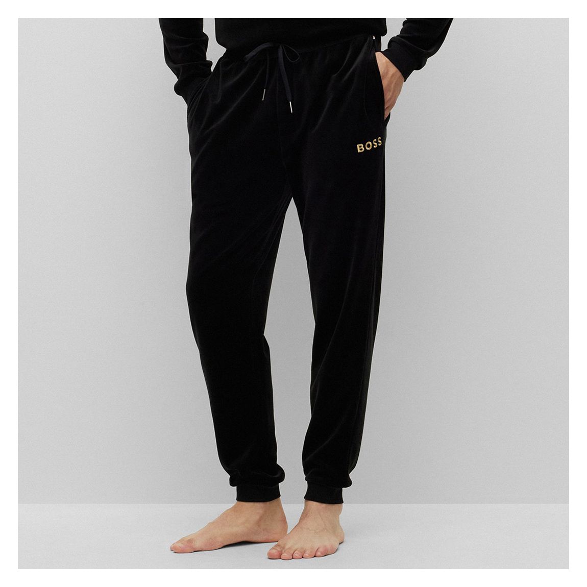Black Velour Cotton Blend Tracksuit Bottoms main product photo