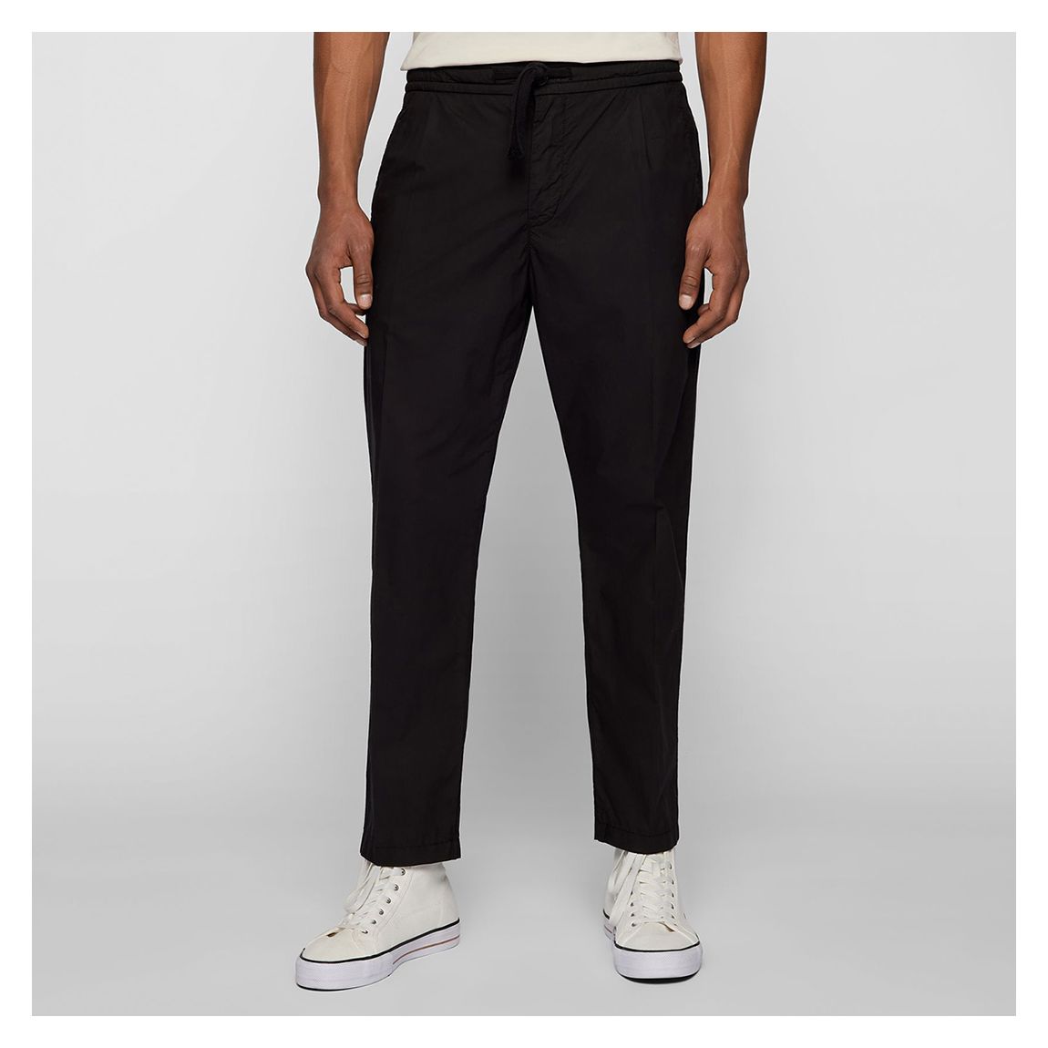 Black Slose Drawstring Cotton Trousers main product photo