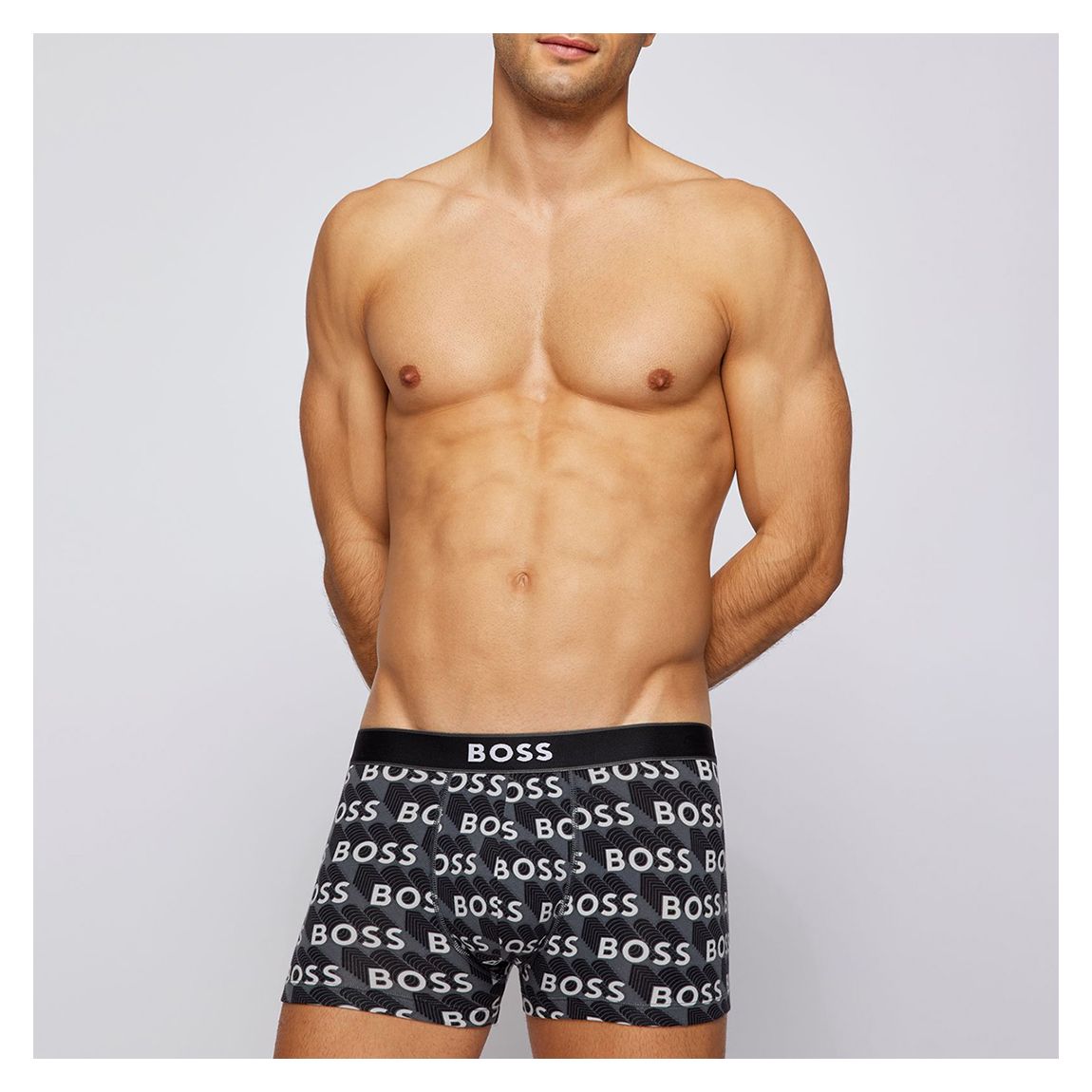 Grey Printed Cotton Blend Trunks main product photo