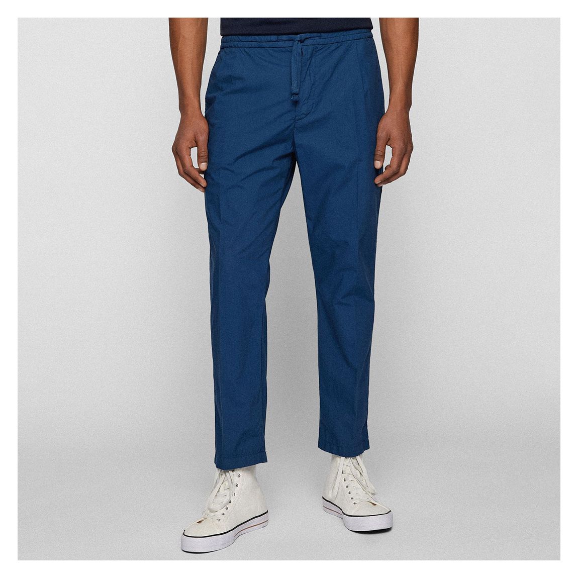 Navy Slose Cotton Trousers main product photo