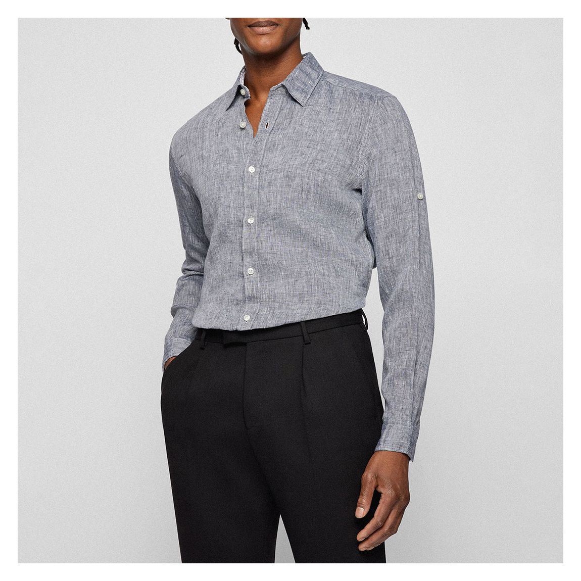 Mid Blue Lukas Linen Shirt main product photo