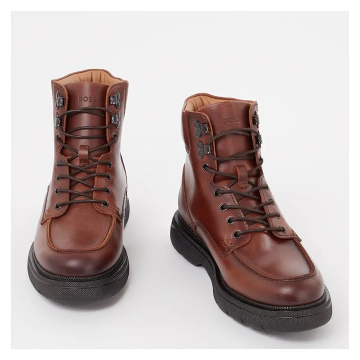 Medium Brown Jacob Lace Up Leather Boots main product photo