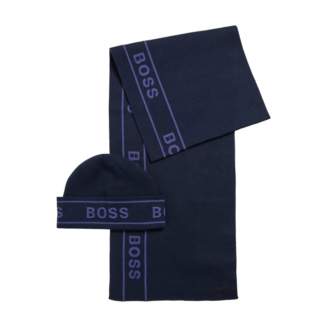 Dark Blue Ulfino Cotton Blend Beanie & Scarf Set main product photo