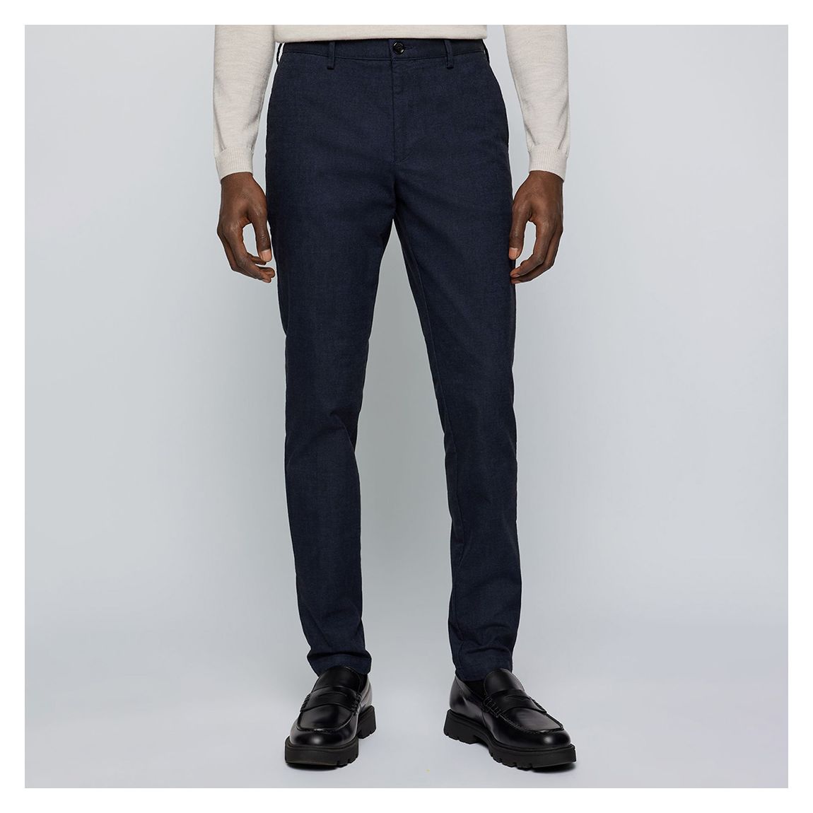 Navy Kaito Stitch Cotton Blend Trousers main product photo
